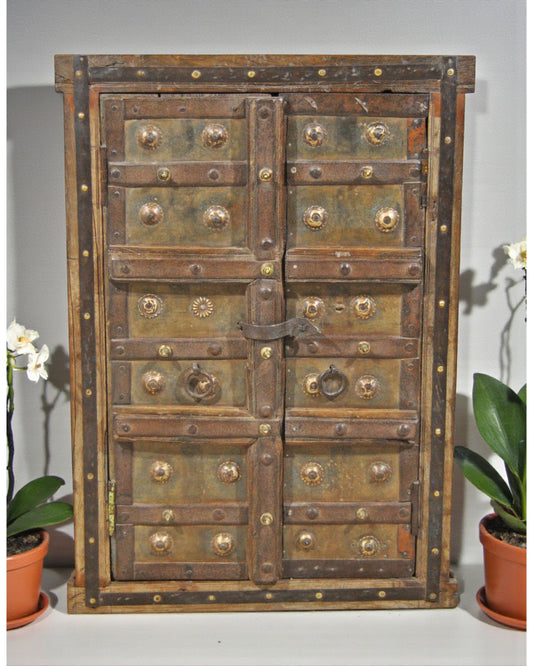 Antique Wooden Wall Décor Large Window Frame With 2 Panels Original Old Hand Crafted