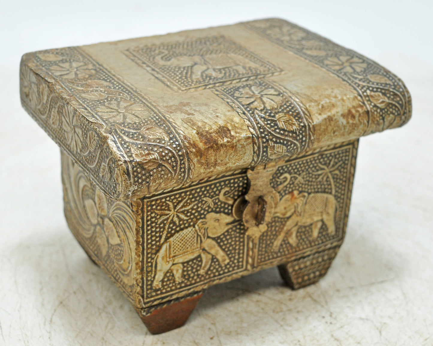 Vintage Wooden Jewelry Storage Box Original Old Hand Crafted Brass Fitted