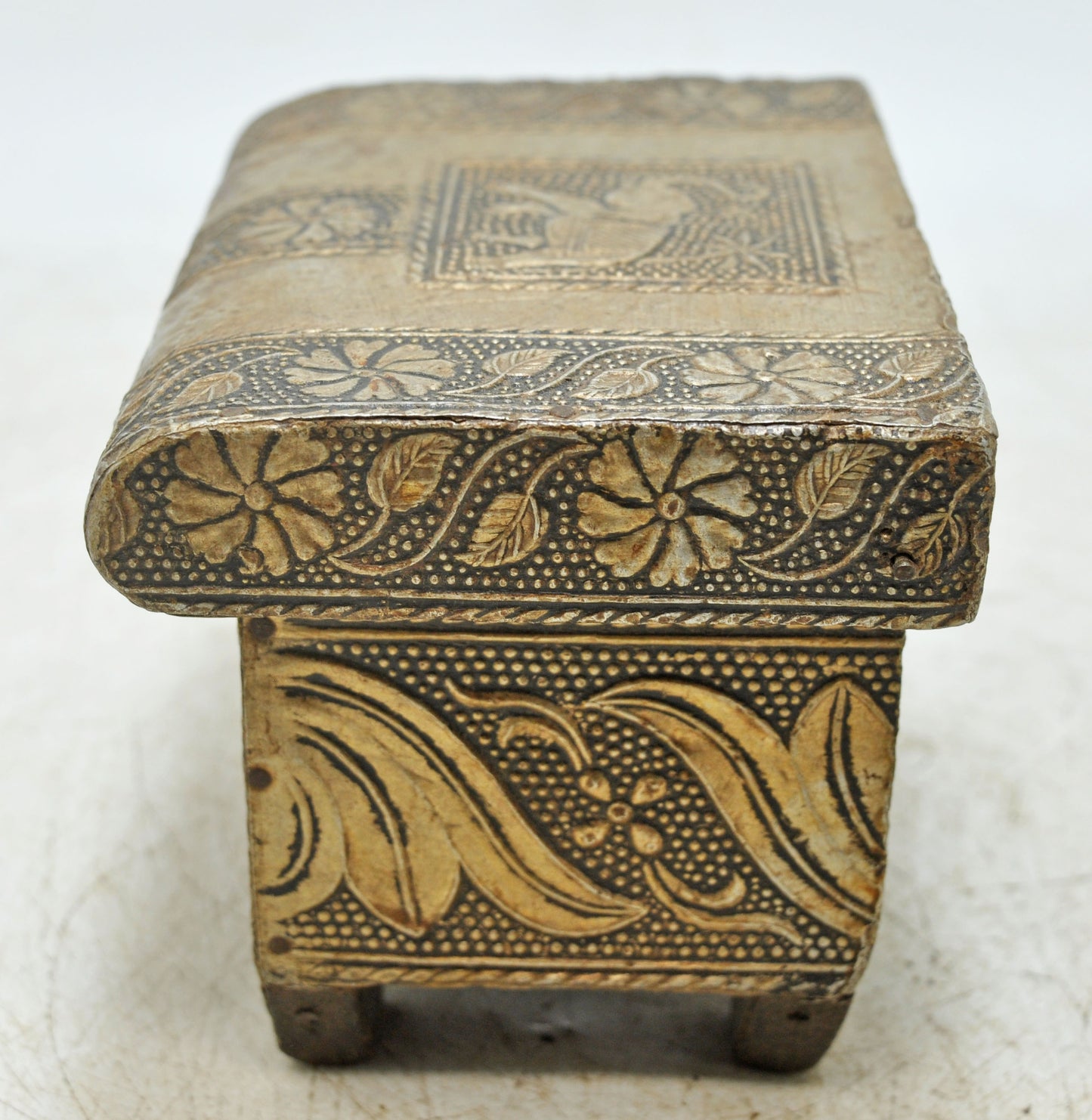 Vintage Wooden Jewelry Storage Box Original Old Hand Crafted Brass Fitted