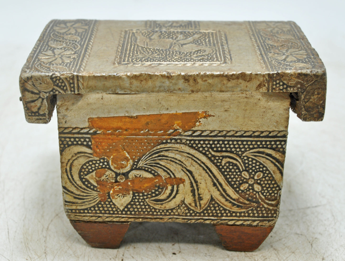 Vintage Wooden Jewelry Storage Box Original Old Hand Crafted Brass Fitted