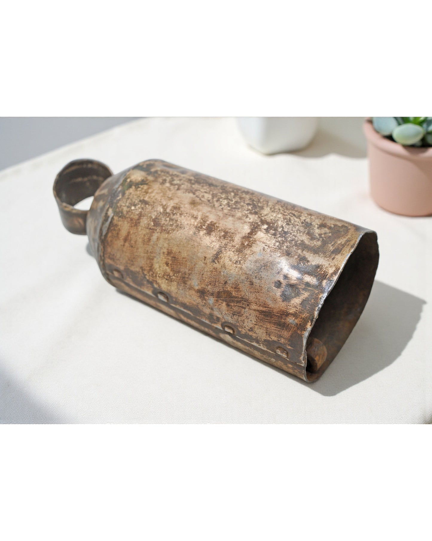 Antique Iron Animals Cow Hanging Bell Original Old Hand Crafted