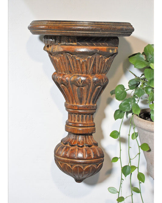 Antique Wooden Wall Décor Hanging Shelf Original Old Fine Hand Carved