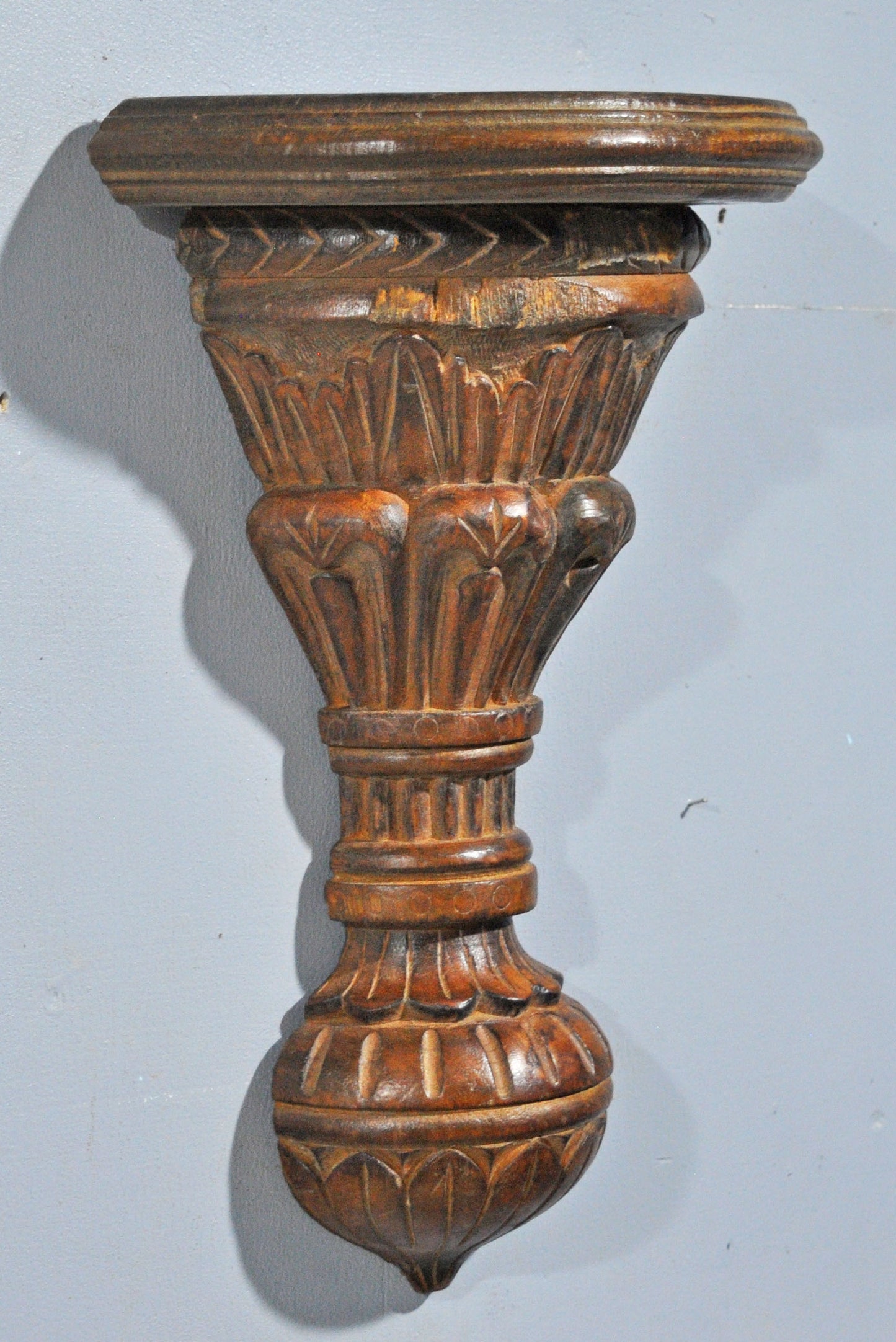 Antique Wooden Wall Décor Hanging Shelf Original Old Fine Hand Carved