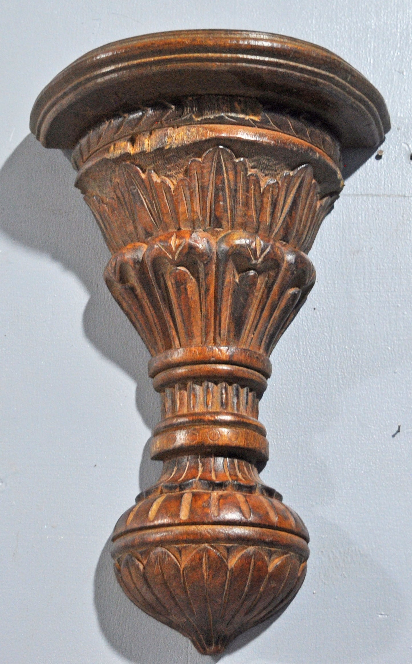 Antique Wooden Wall Décor Hanging Shelf Original Old Fine Hand Carved