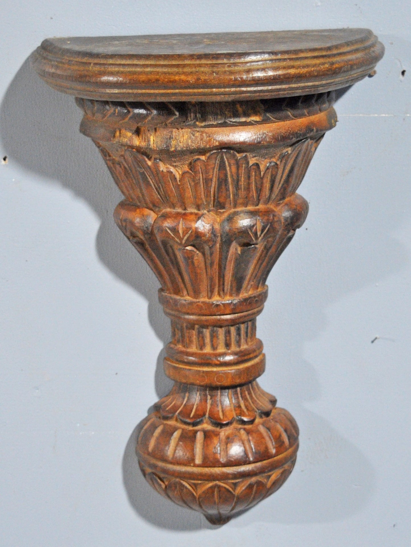 Antique Wooden Wall Décor Hanging Shelf Original Old Fine Hand Carved