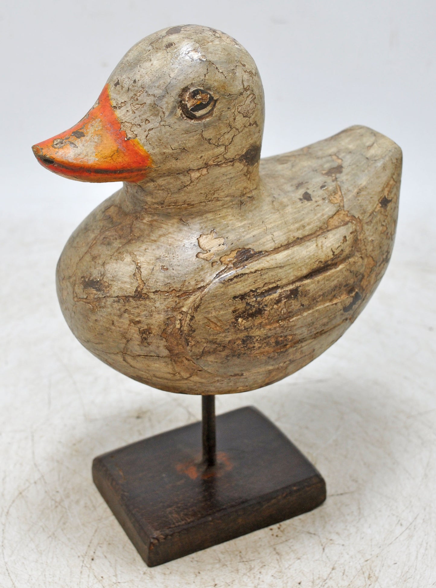 Vintage Wooden Duck Bird Figurine Original Old Hand Carved Painted