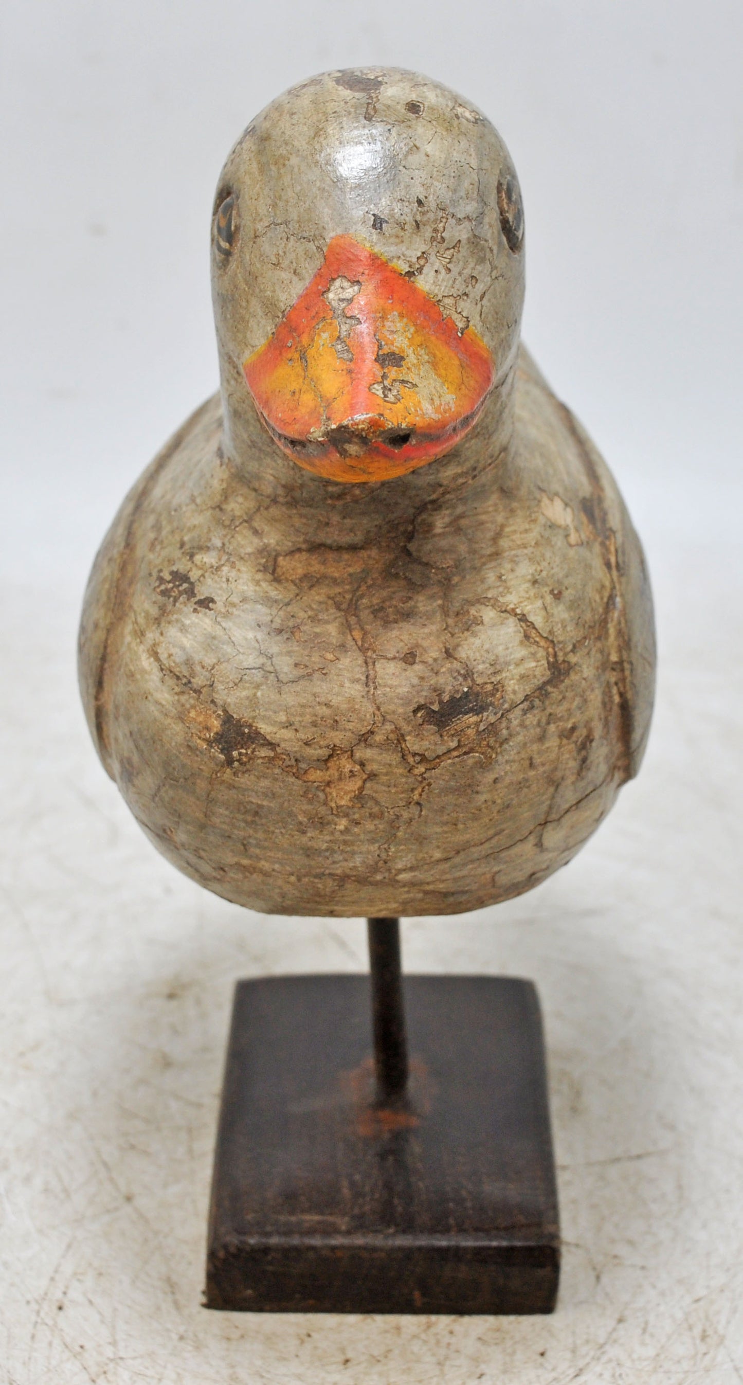 Vintage Wooden Duck Bird Figurine Original Old Hand Carved Painted