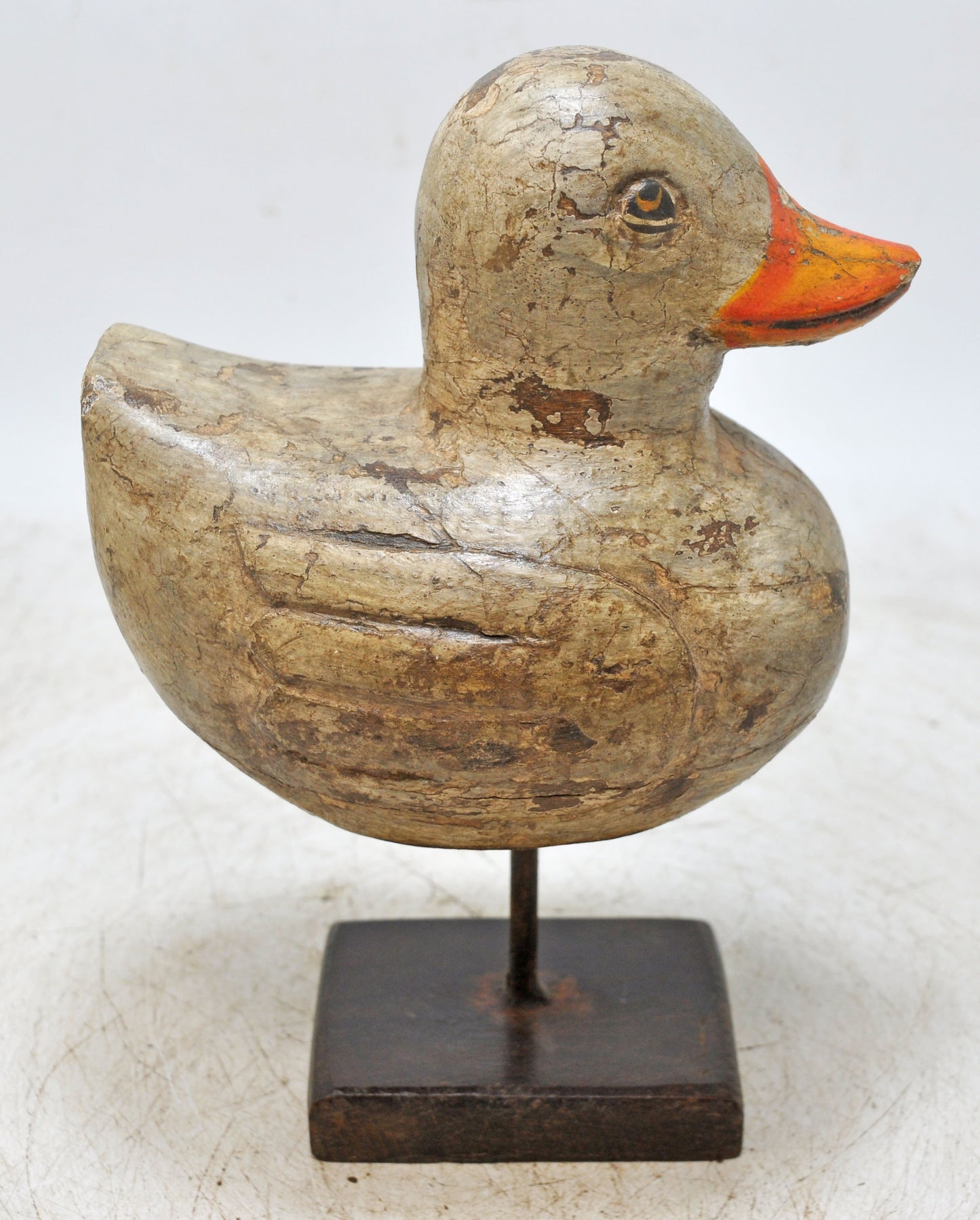 Vintage Wooden Duck Bird Figurine Original Old Hand Carved Painted