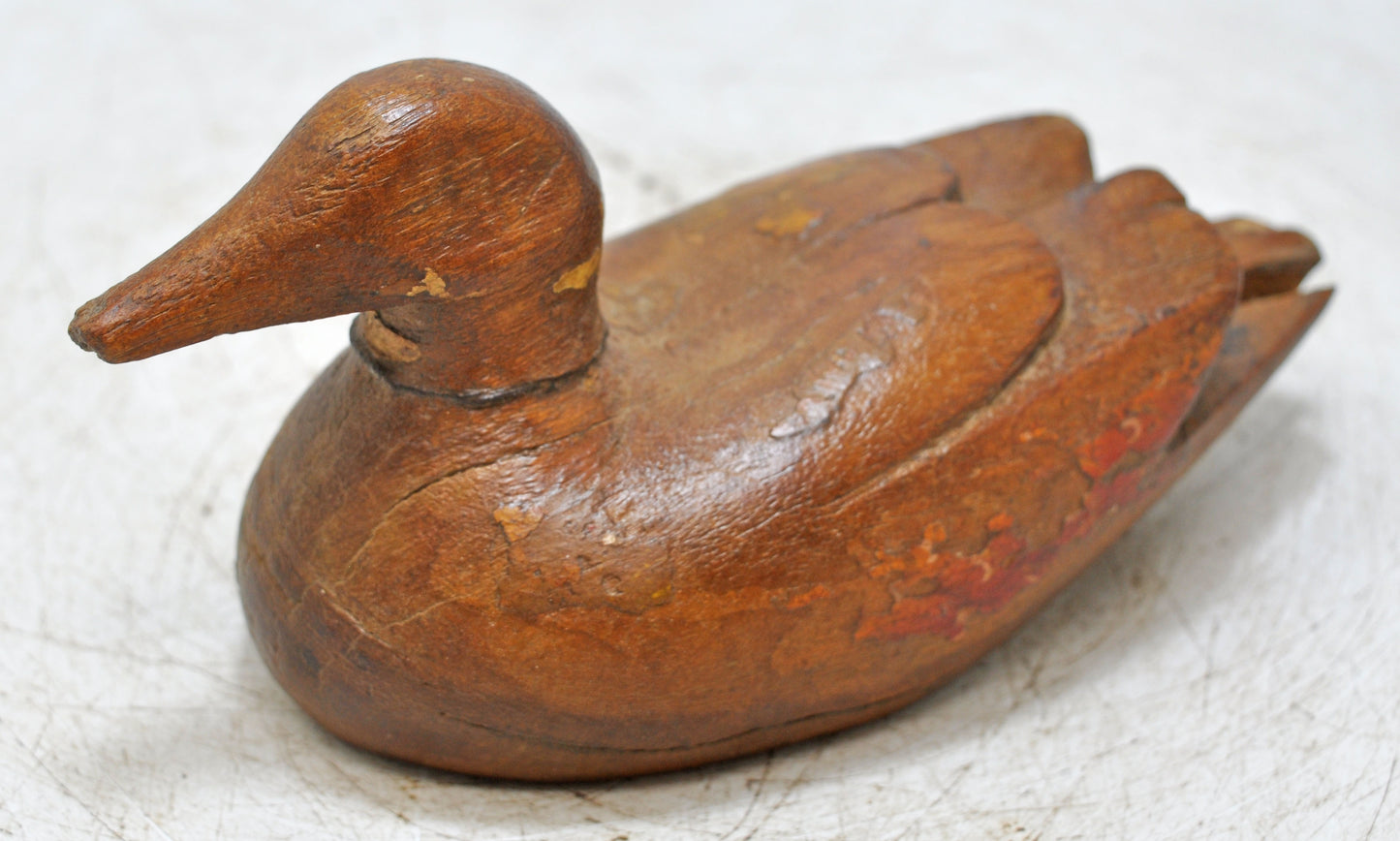 Vintage Wooden Duck Bird Figurine Original Old Hand Carved