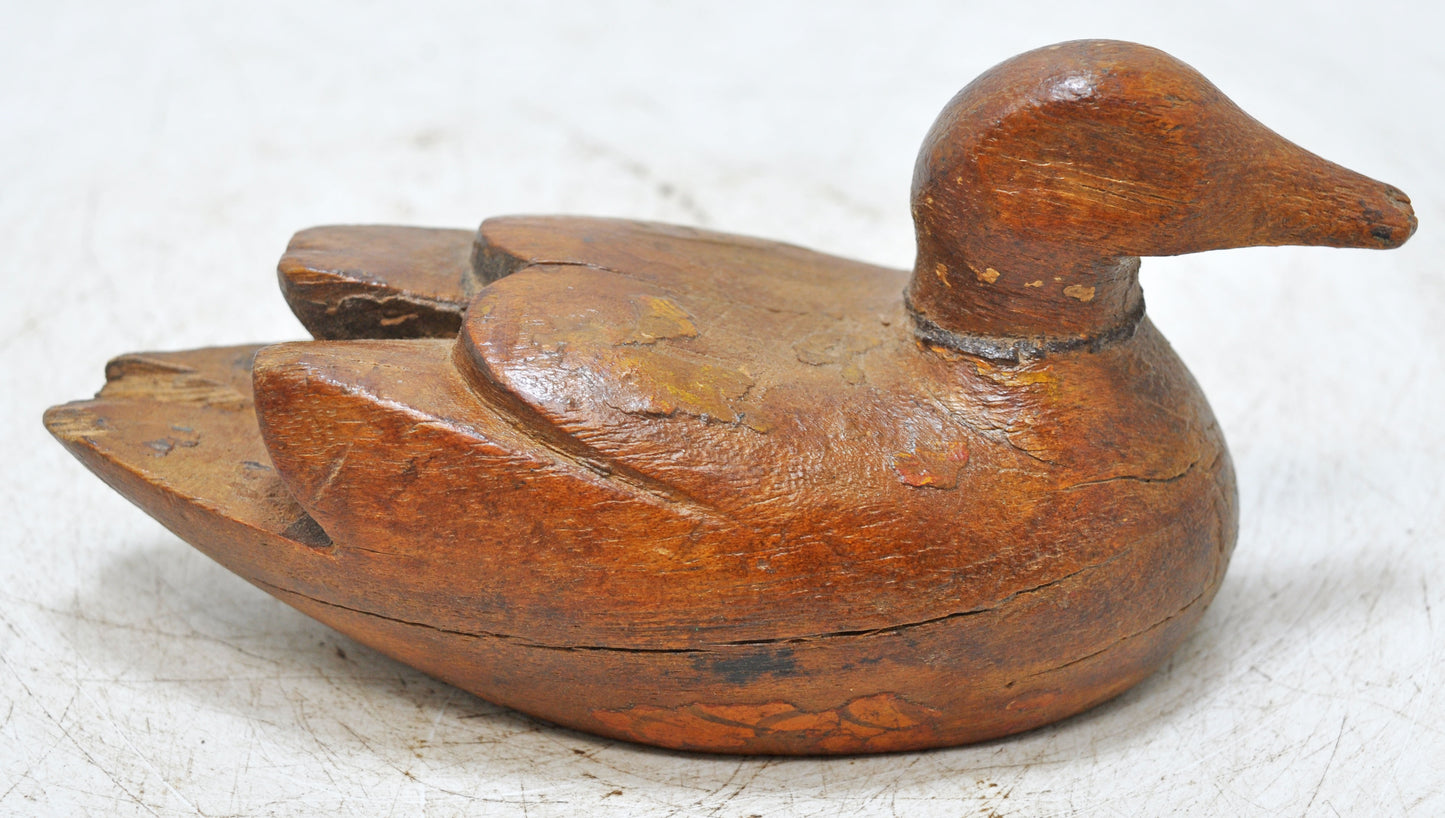 Vintage Wooden Duck Bird Figurine Original Old Hand Carved