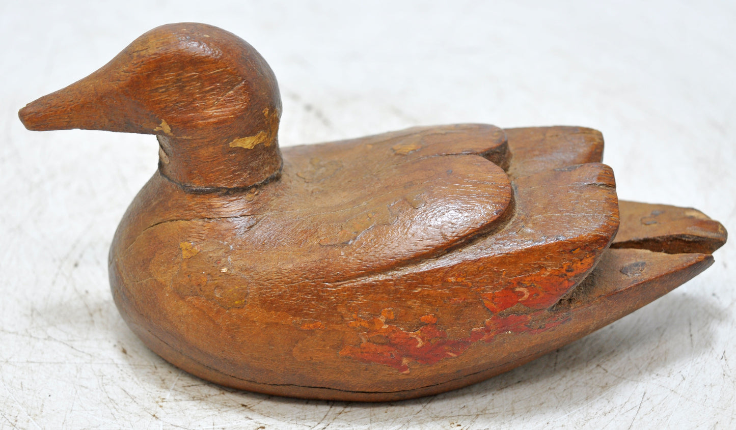 Vintage Wooden Duck Bird Figurine Original Old Hand Carved