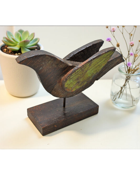 Vintage Wooden Small Bird Figurine Original Old Hand Crafted