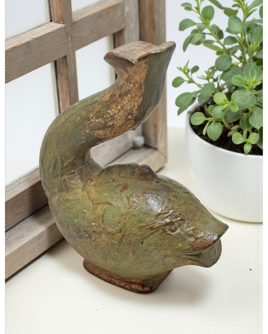 Vintage Wooden Fish Figurine Original Old Hand Carved Painted