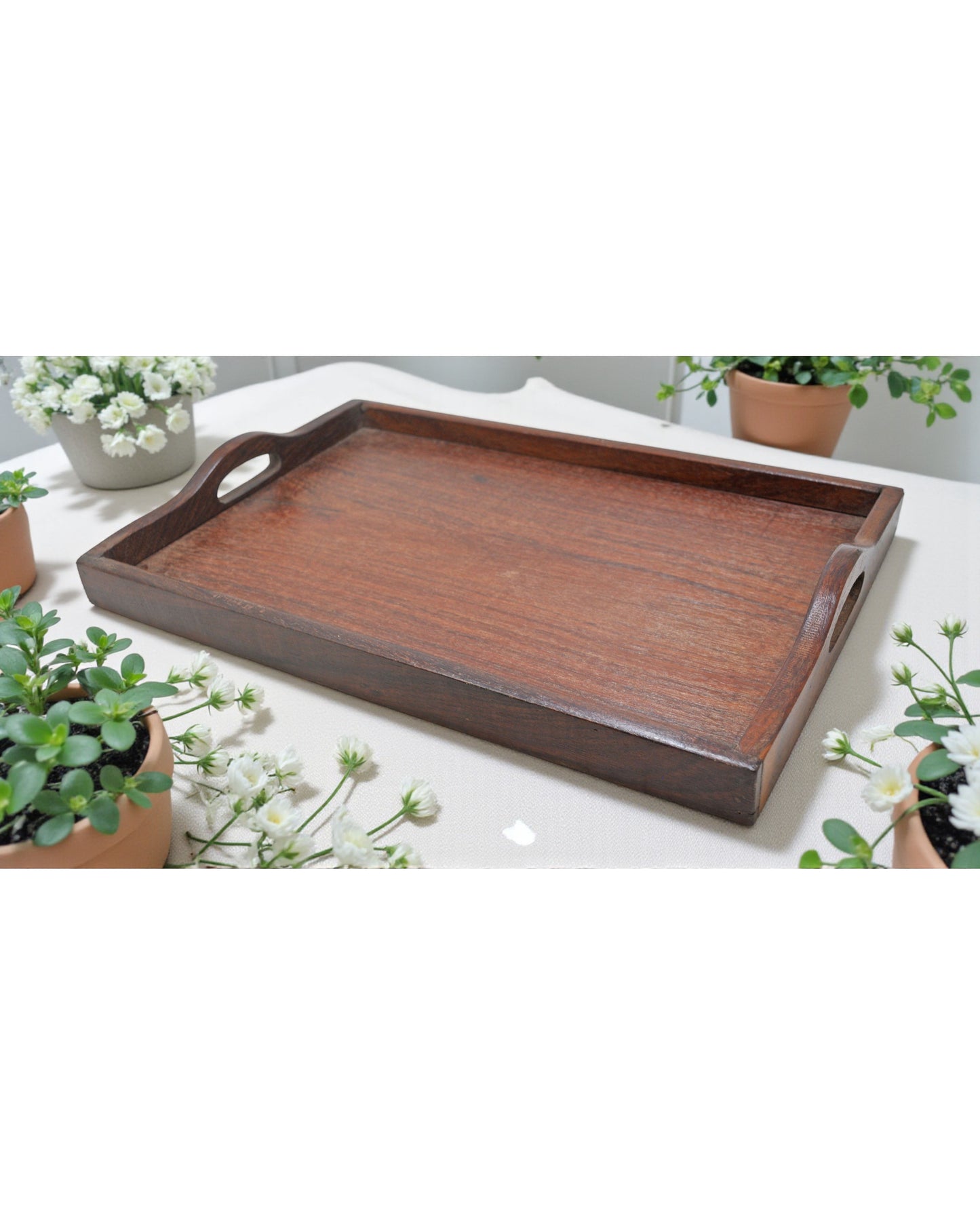 Vintage Wooden Large Serving Tray Original Old Hand Crafted