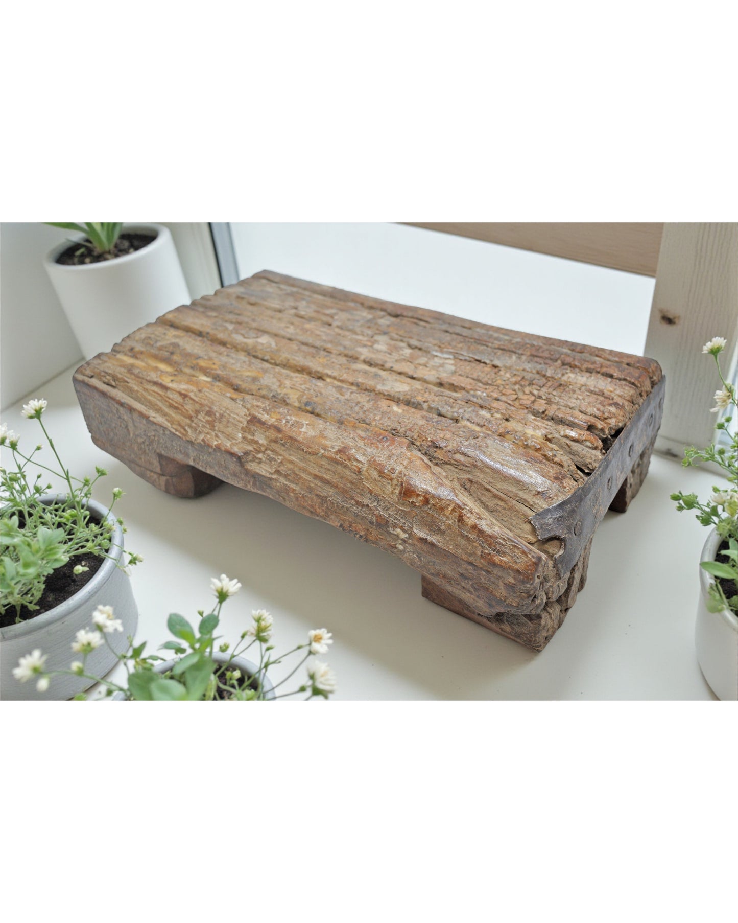 Antique Wooden Low Floor Sitting Bajot Stool Original Old Hand Carved