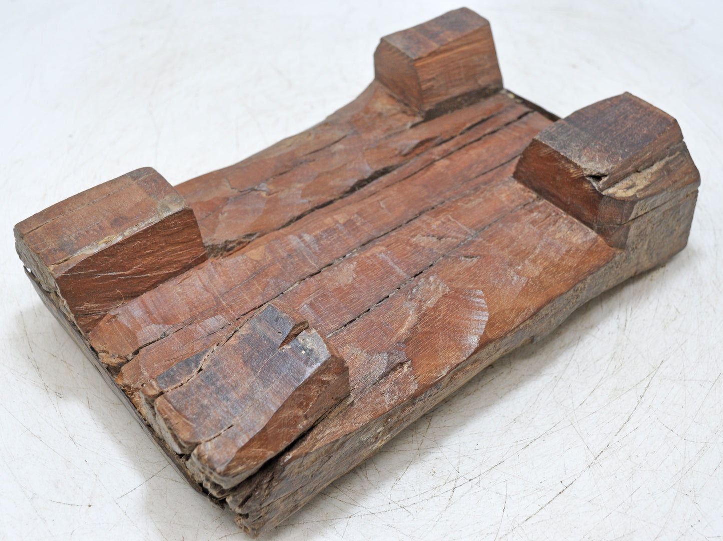 Antique Wooden Low Floor Sitting Bajot Stool Original Old Hand Carved