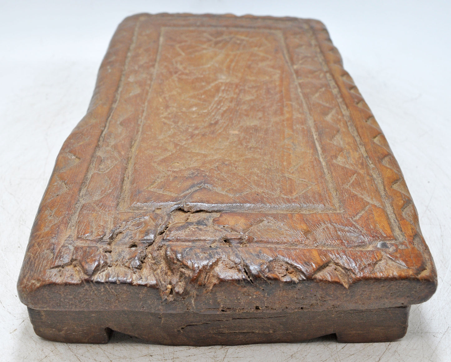 Antique Wooden Low Floor Sitting Bajot Stool Original Old Hand Carved