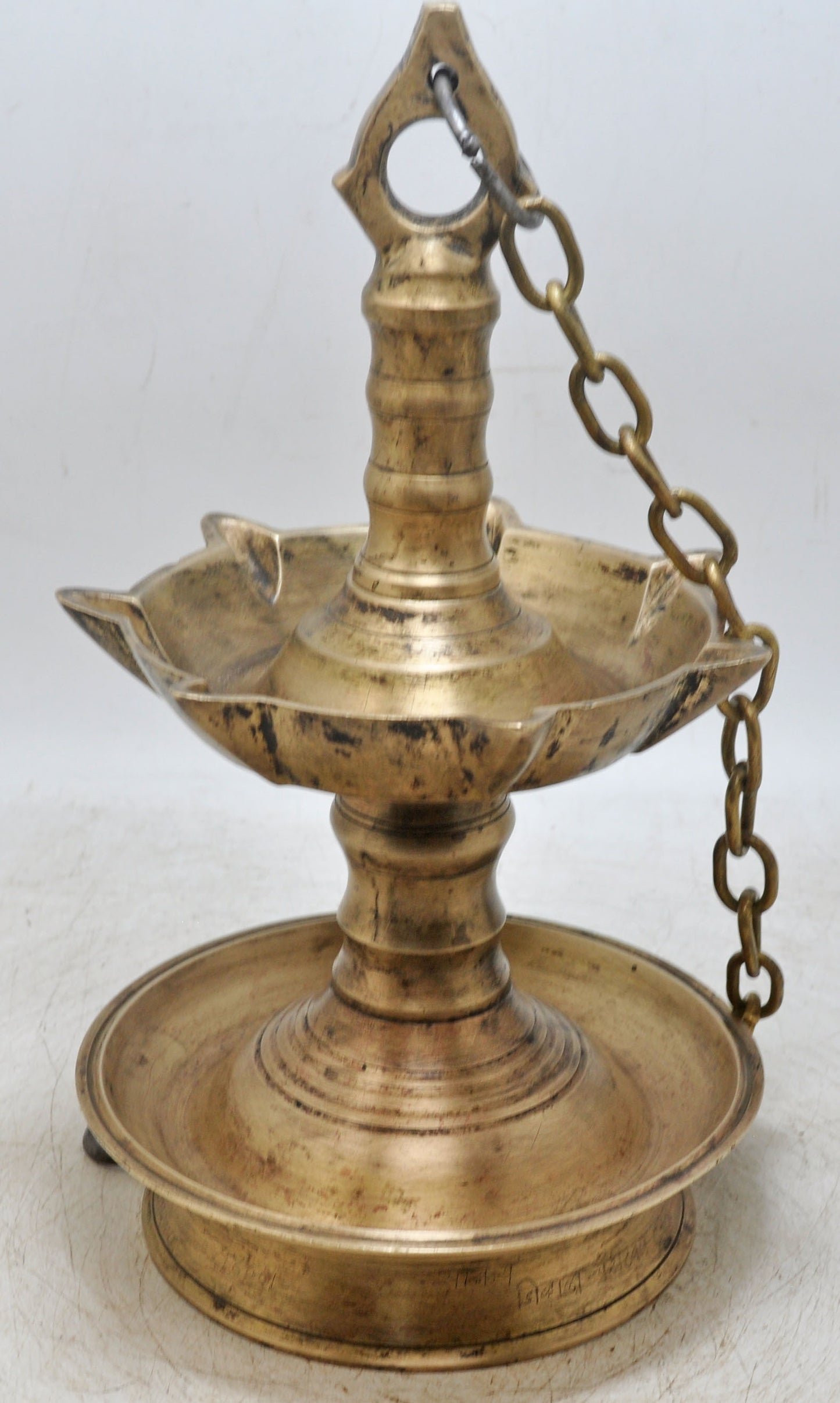 Antique Brass Hanging Diya Lamp Original Old Hand Crafted Engraved