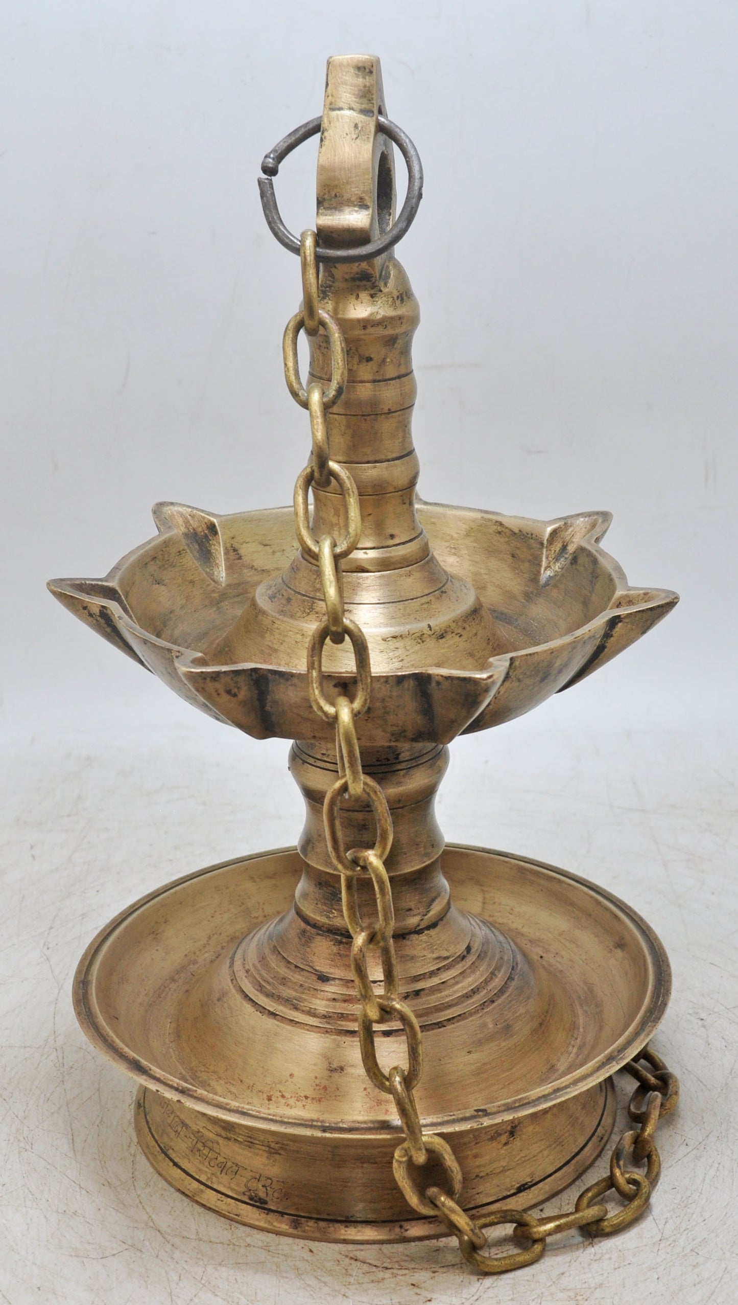 Antique Brass Hanging Diya Lamp Original Old Hand Crafted Engraved