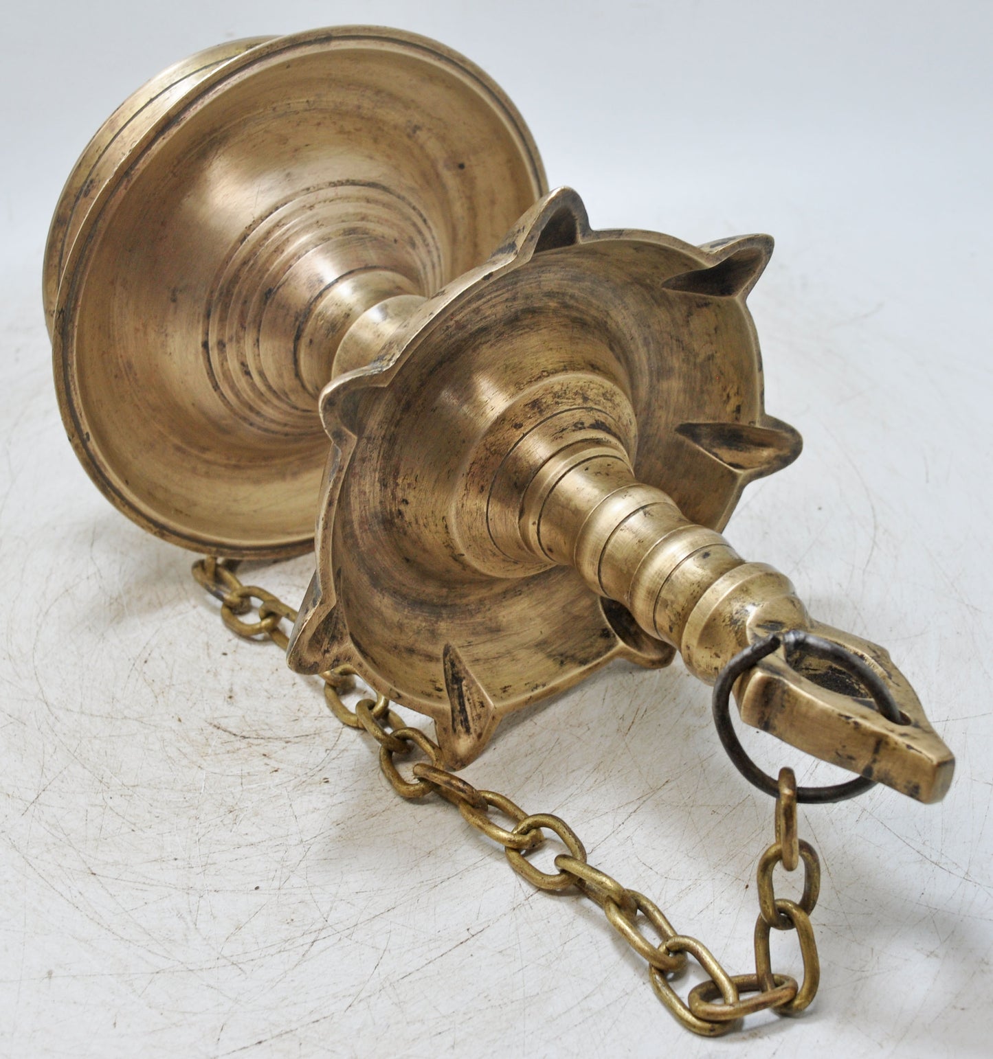 Antique Brass Hanging Diya Lamp Original Old Hand Crafted Engraved