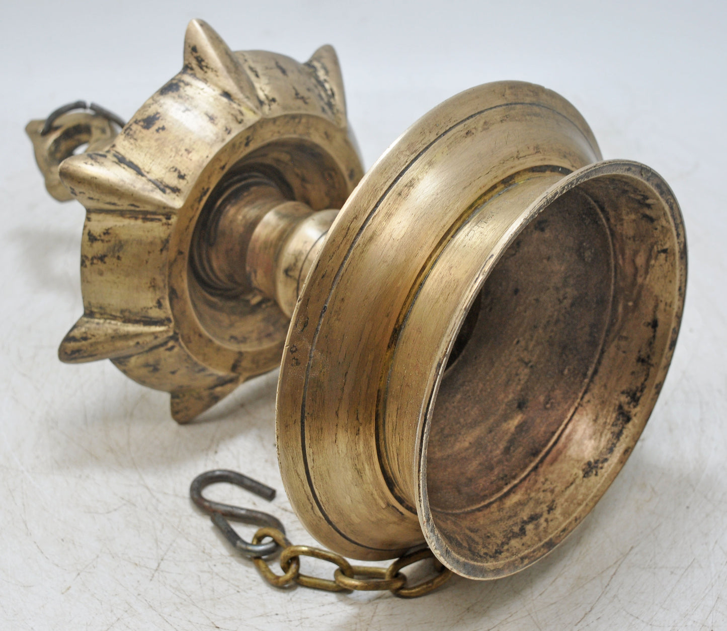 Antique Brass Hanging Diya Lamp Original Old Hand Crafted Engraved
