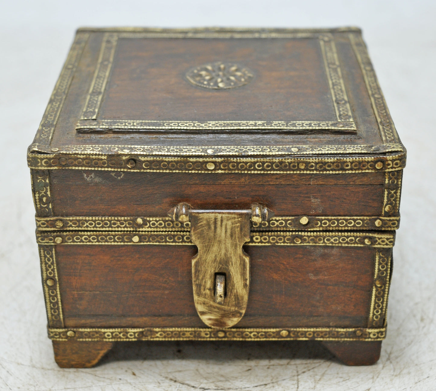 Vintage Wooden Small Square Storage Box Original Old Hand Crafted