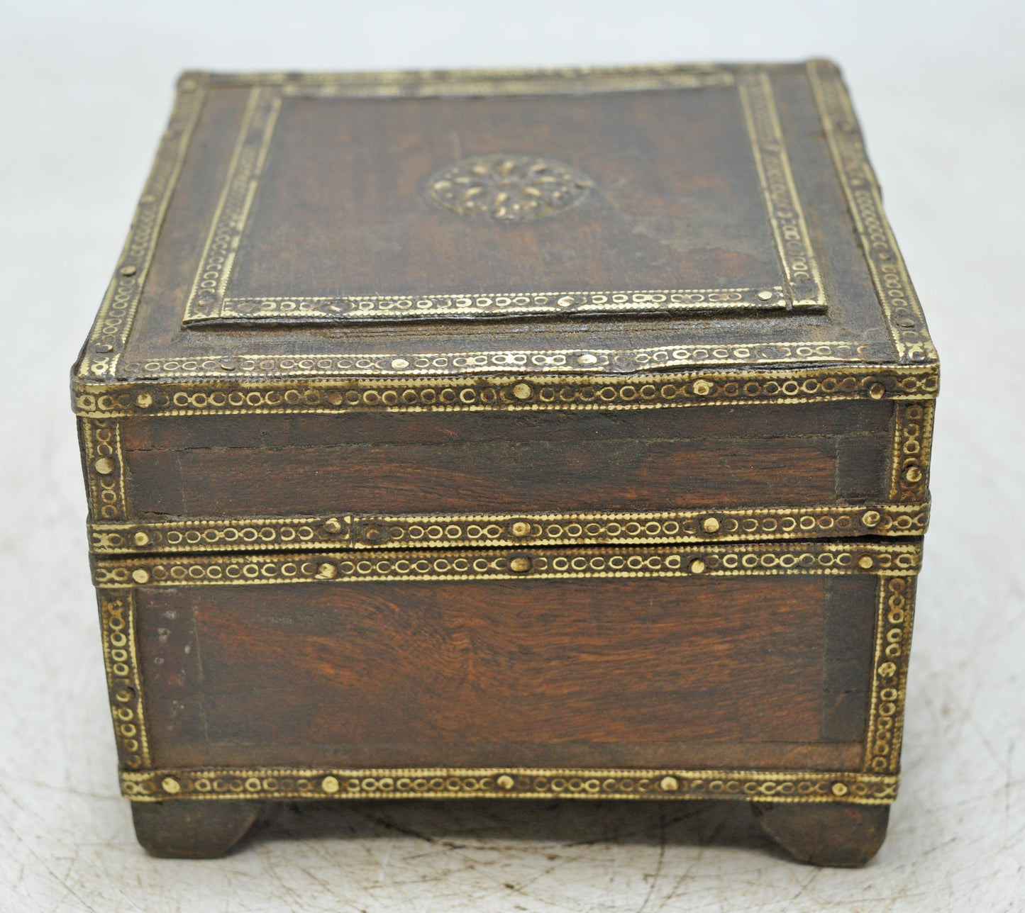 Vintage Wooden Small Square Storage Box Original Old Hand Crafted