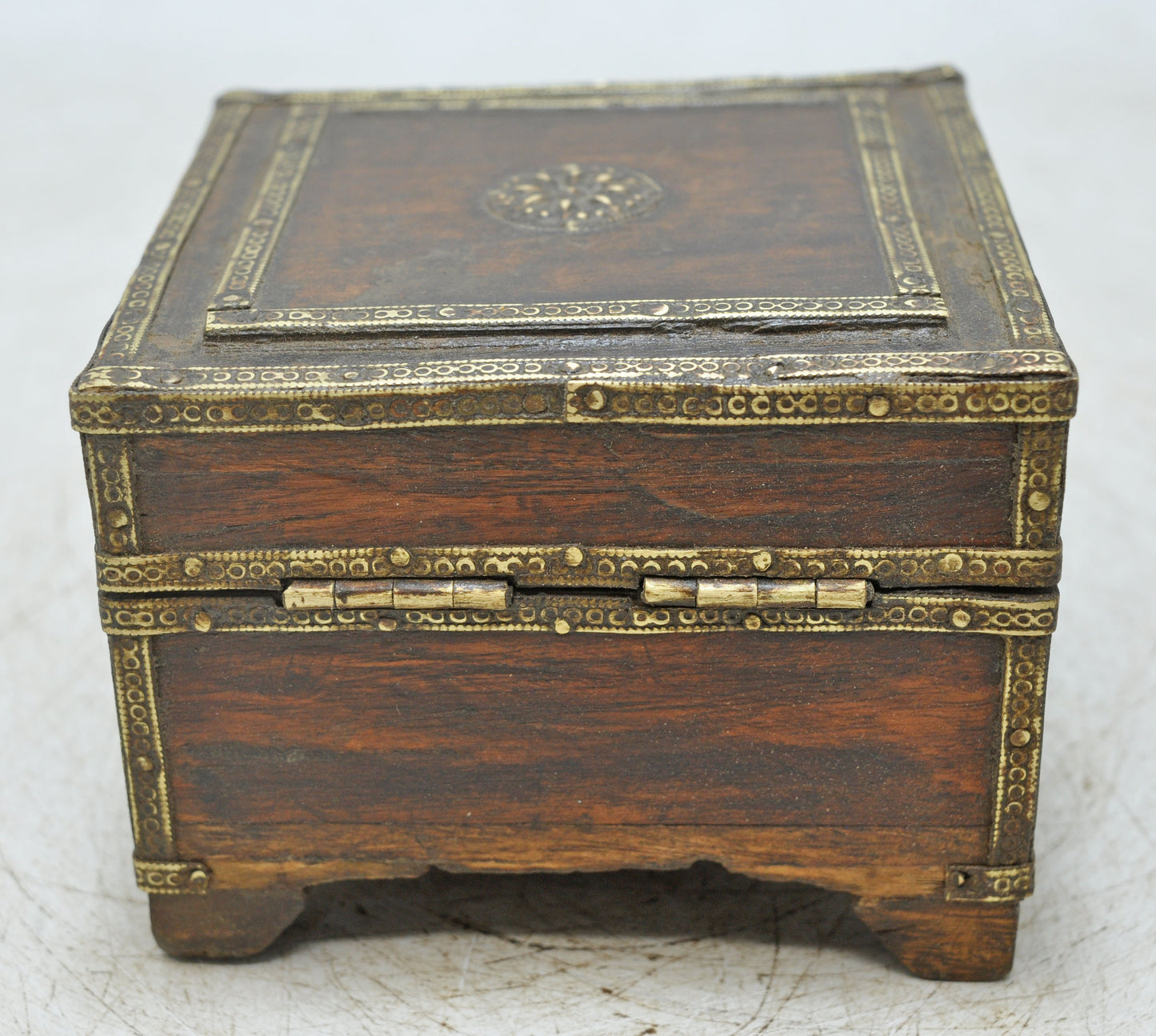 Vintage Wooden Small Square Storage Box Original Old Hand Crafted