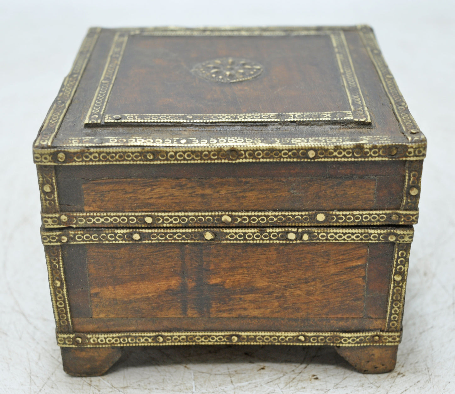 Vintage Wooden Small Square Storage Box Original Old Hand Crafted