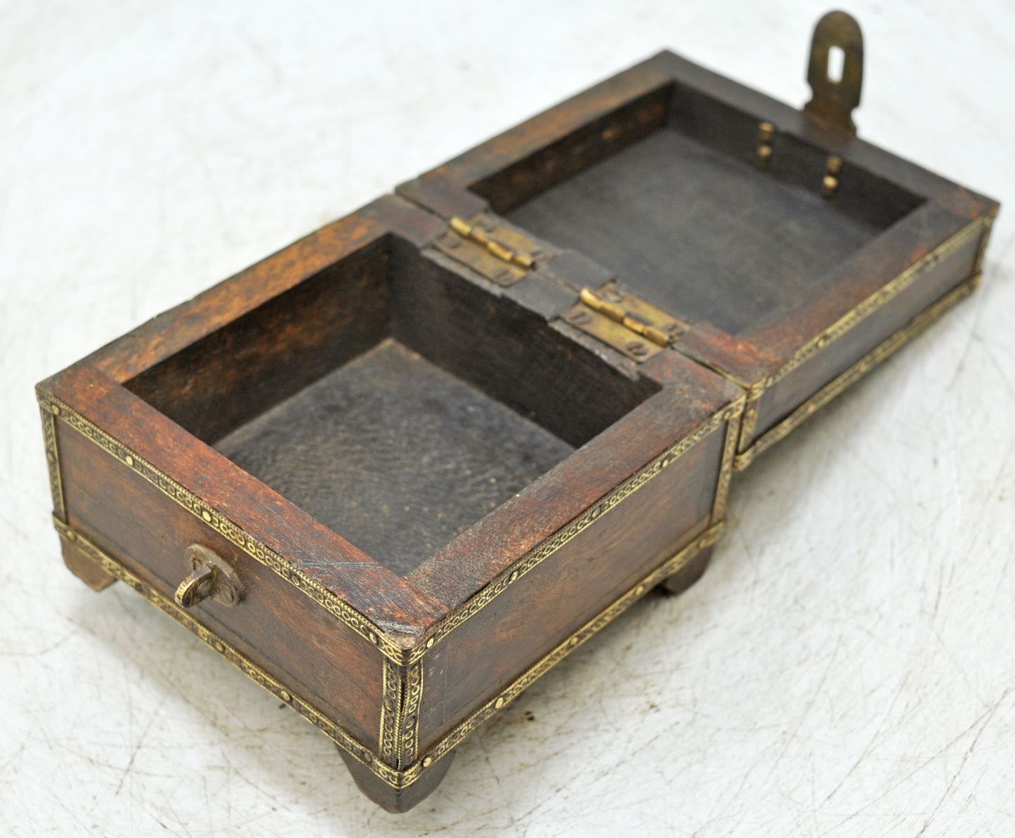 Vintage Wooden Small Square Storage Box Original Old Hand Crafted