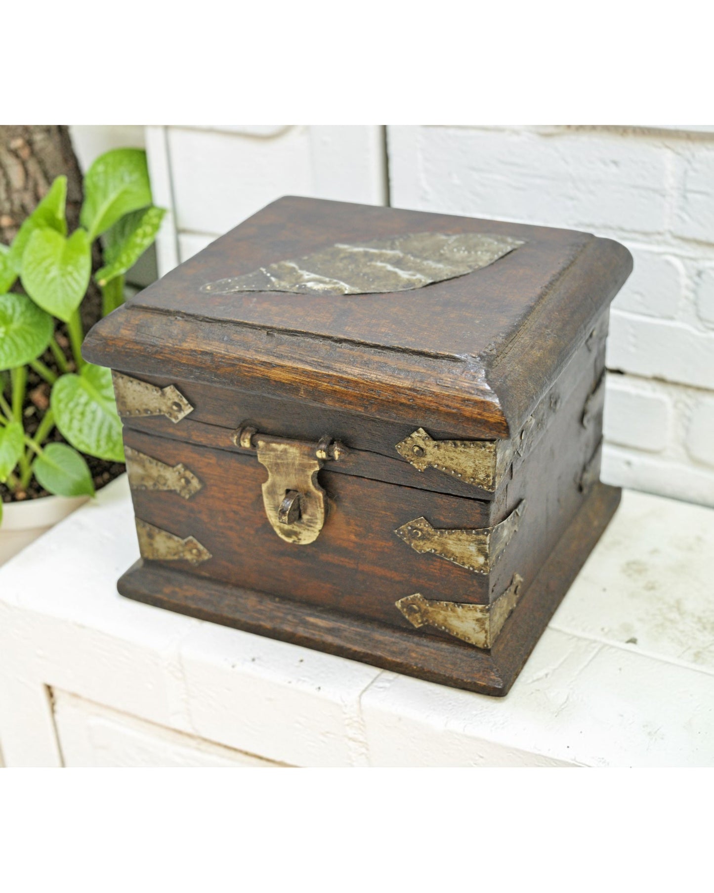 Vintage Wooden Small Square Storage Box Original Old Hand Crafted