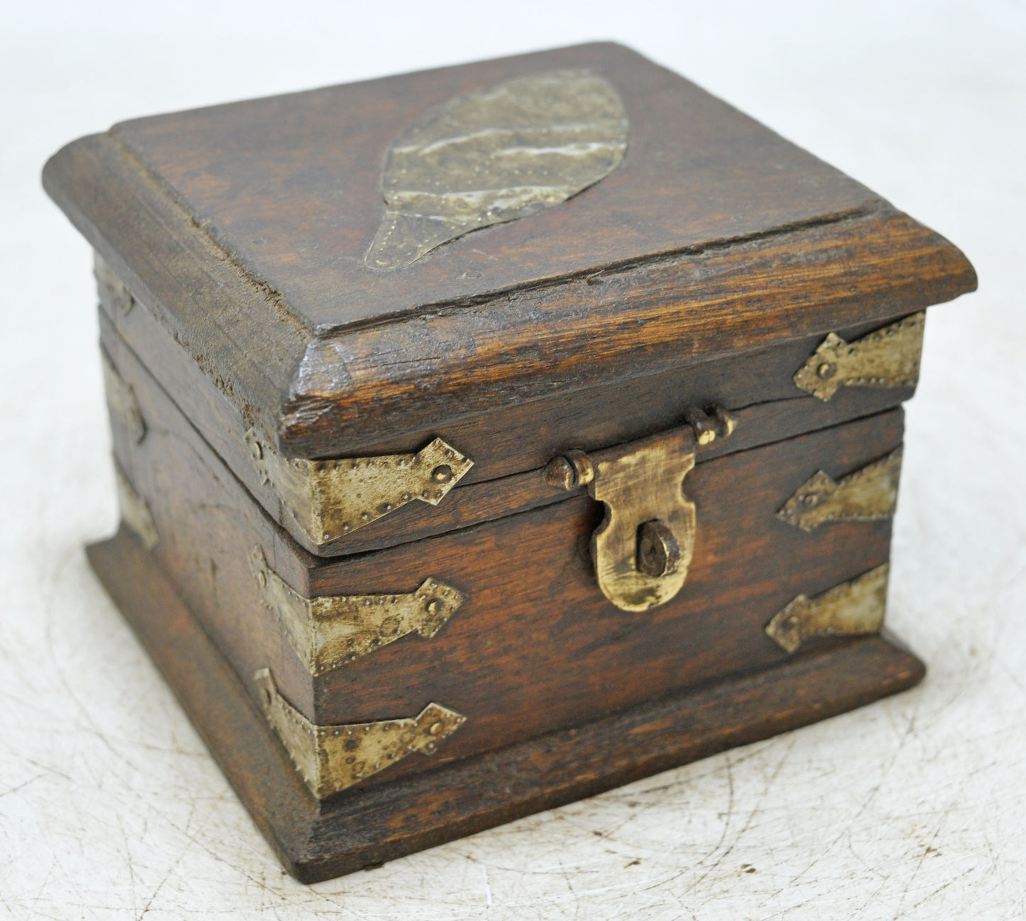 Vintage Wooden Small Square Storage Box Original Old Hand Crafted