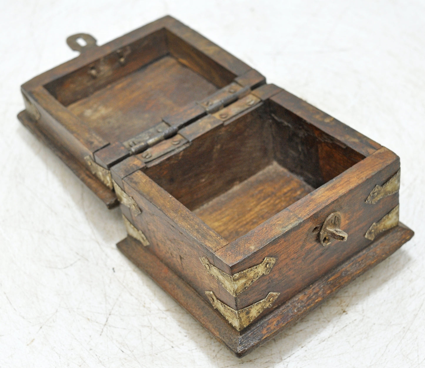 Vintage Wooden Small Square Storage Box Original Old Hand Crafted
