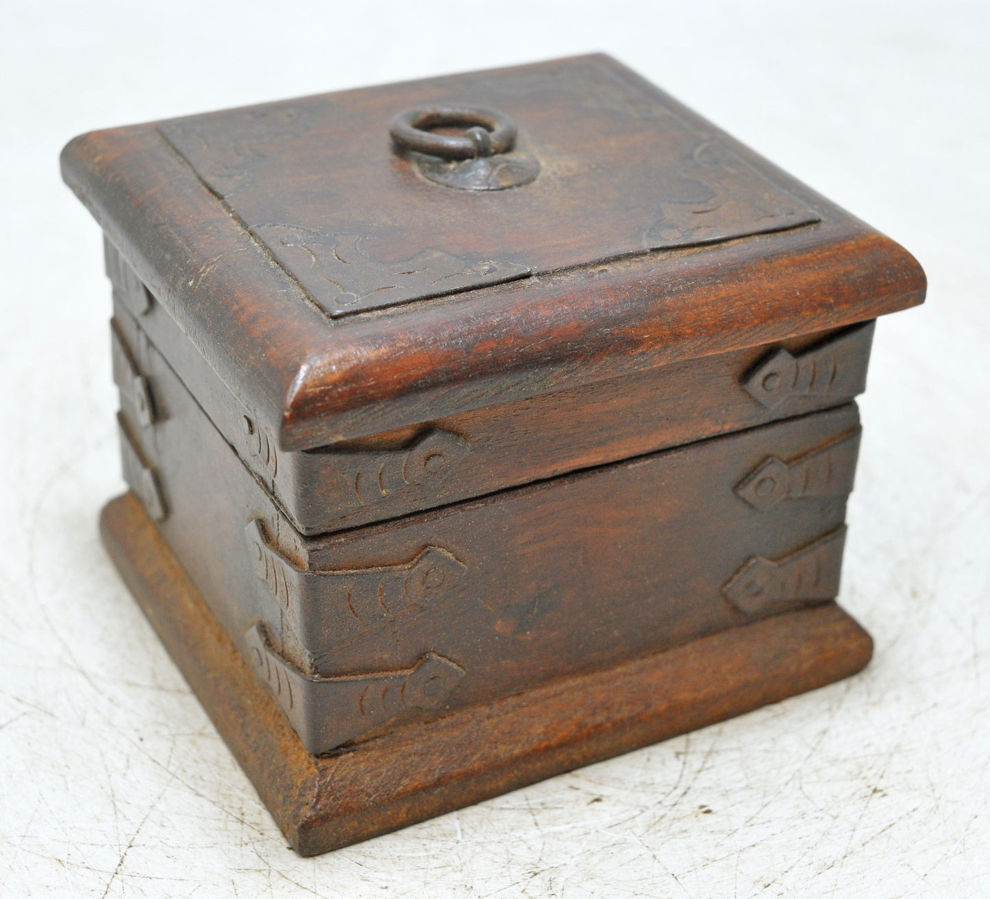 Vintage Wooden Small Square Storage Box Original Old Hand Crafted
