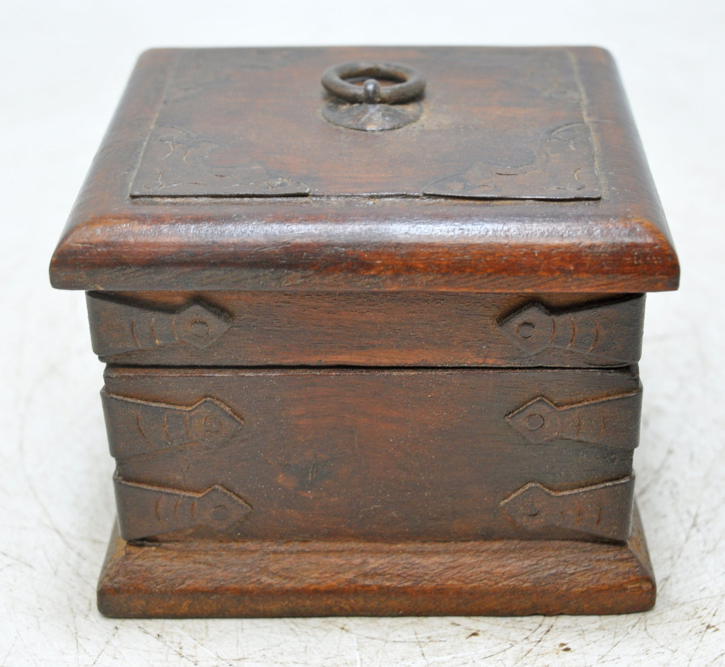 Vintage Wooden Small Square Storage Box Original Old Hand Crafted