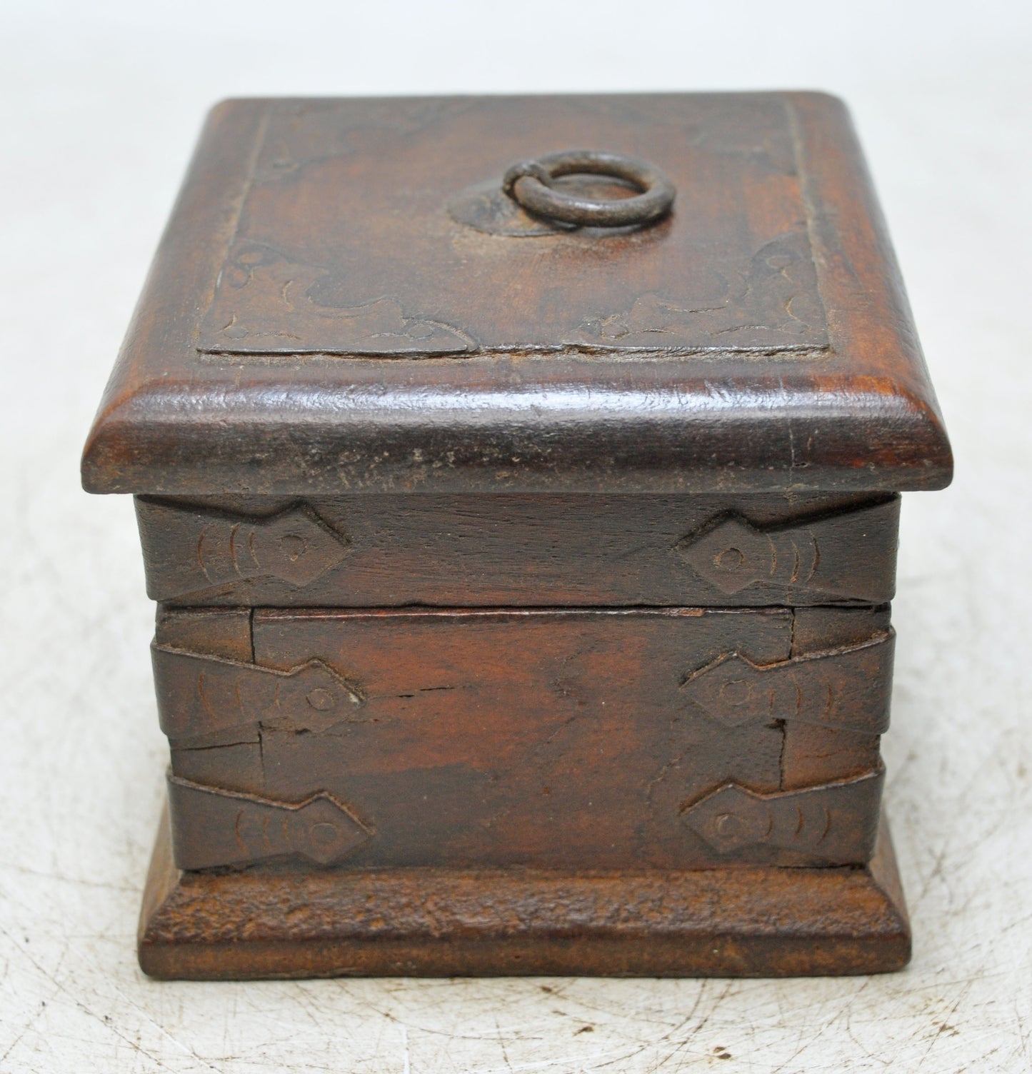 Vintage Wooden Small Square Storage Box Original Old Hand Crafted