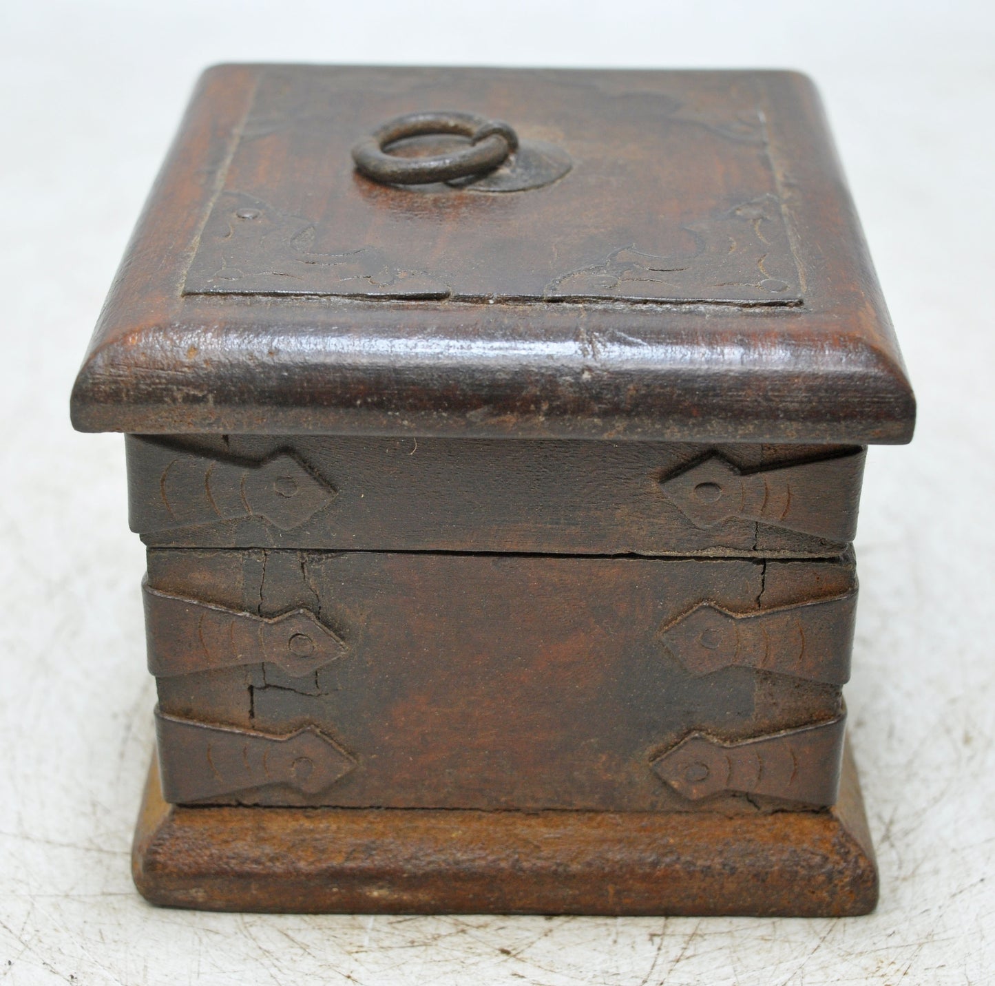 Vintage Wooden Small Square Storage Box Original Old Hand Crafted