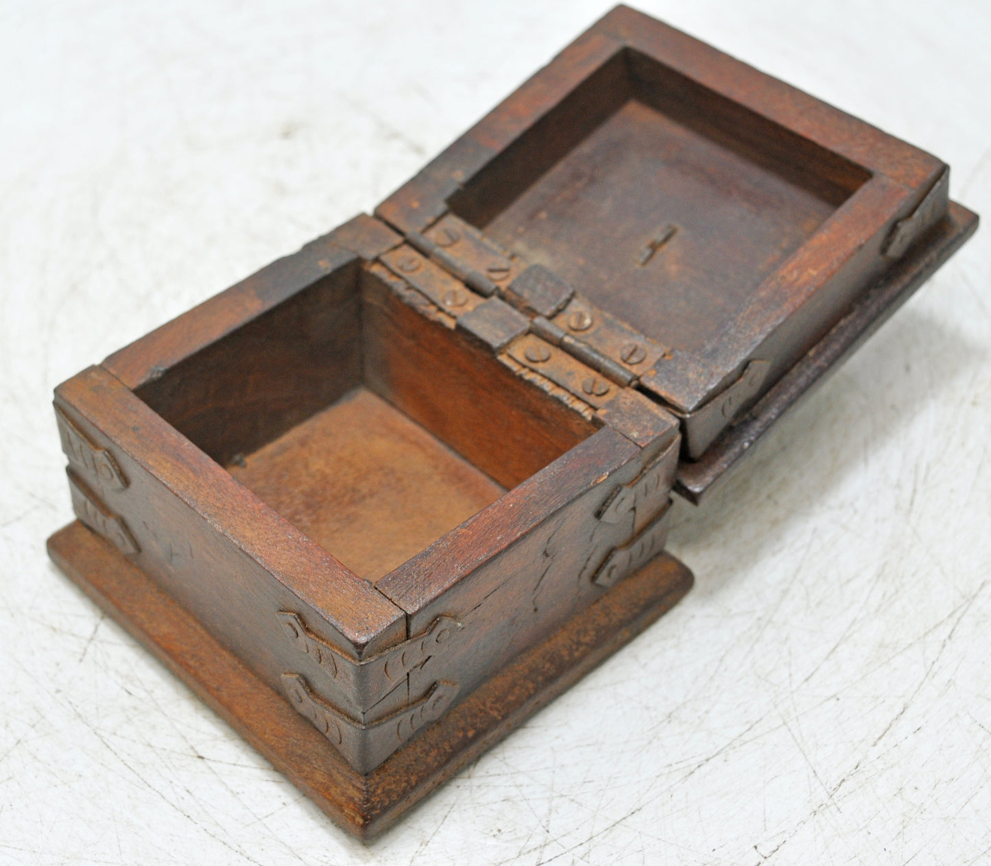 Vintage Wooden Small Square Storage Box Original Old Hand Crafted