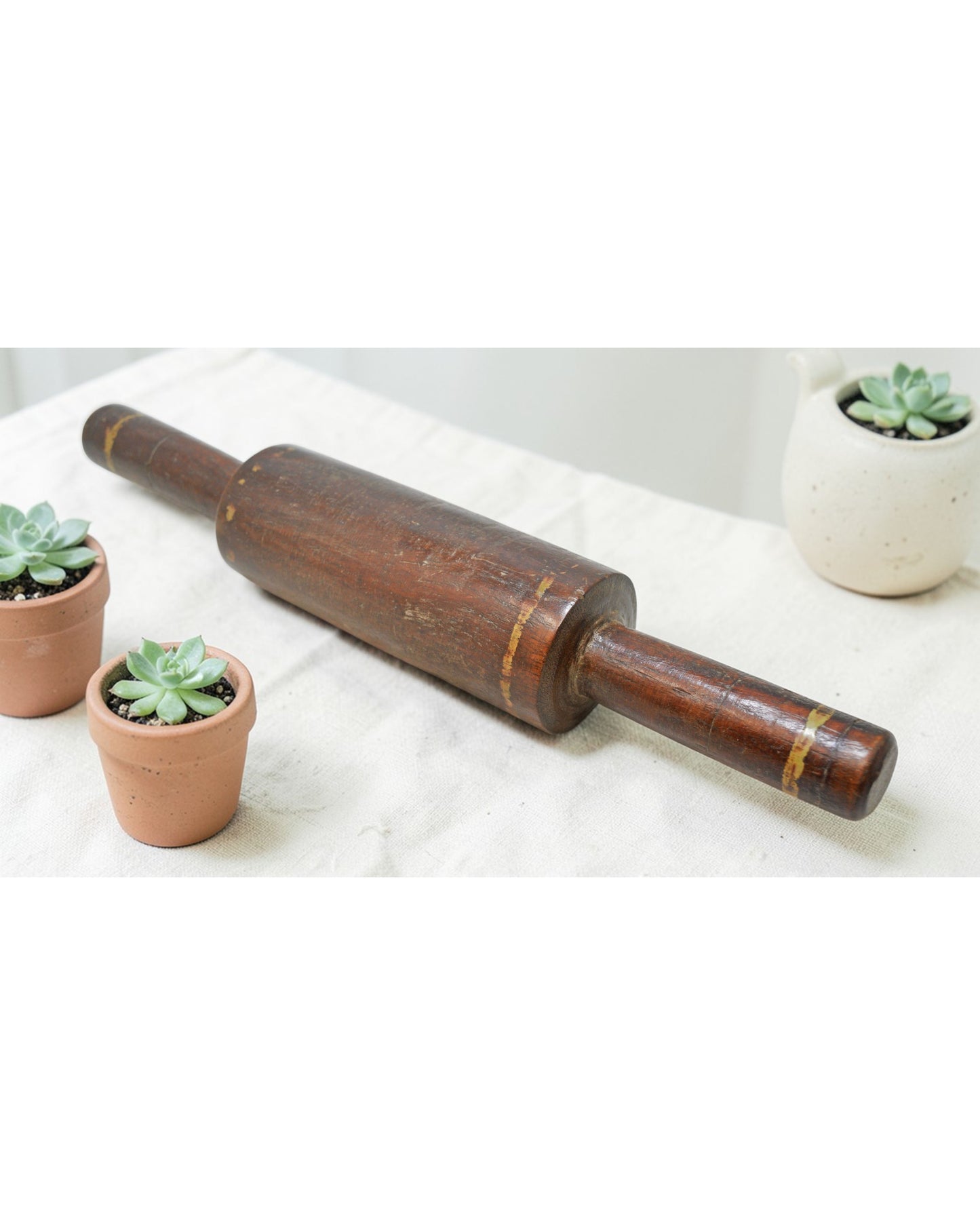 Antique Wooden Kitchenware Chapati Bread Rolling Pin Belan Original Old Hand Carved