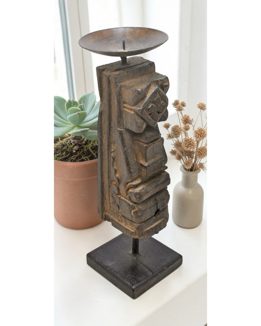 Antique Wooden Bracket Candle Holder Original Old Hand Carved