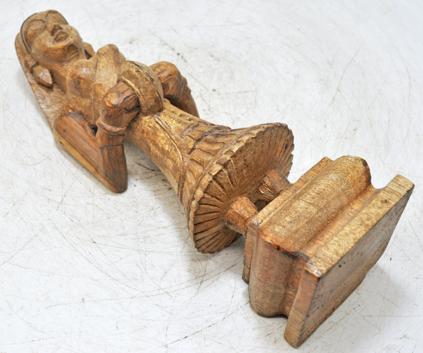 Antique Wooden Musician Lady Woman Figurine Original Old Fine Hand Carved