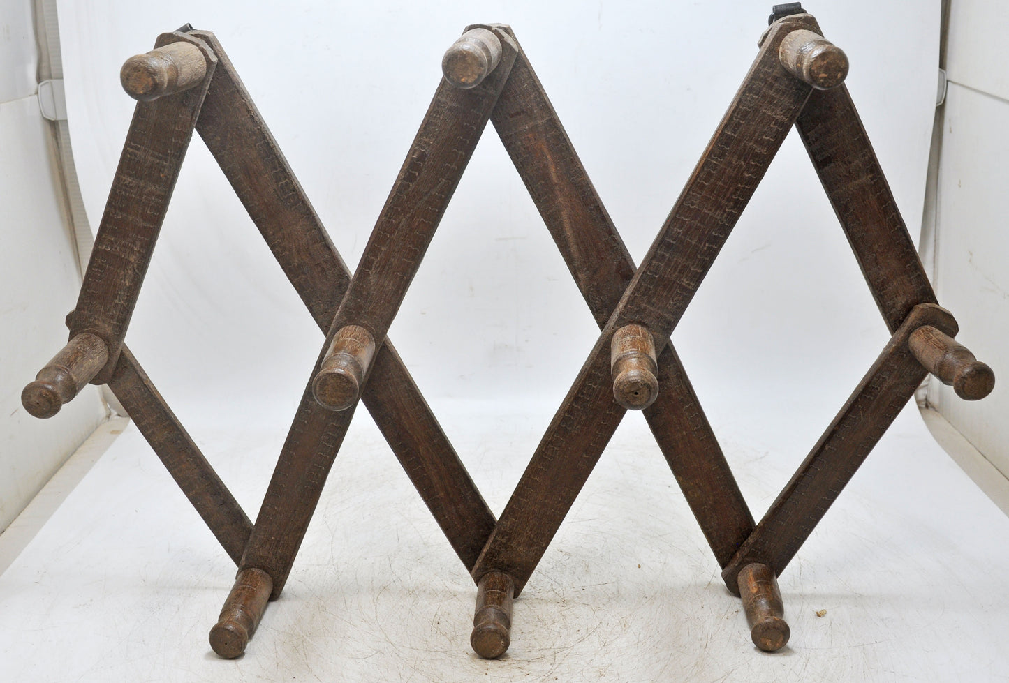 Antique Wooden Wall Decor Folding Hook Hanger Original Old Hand Carved