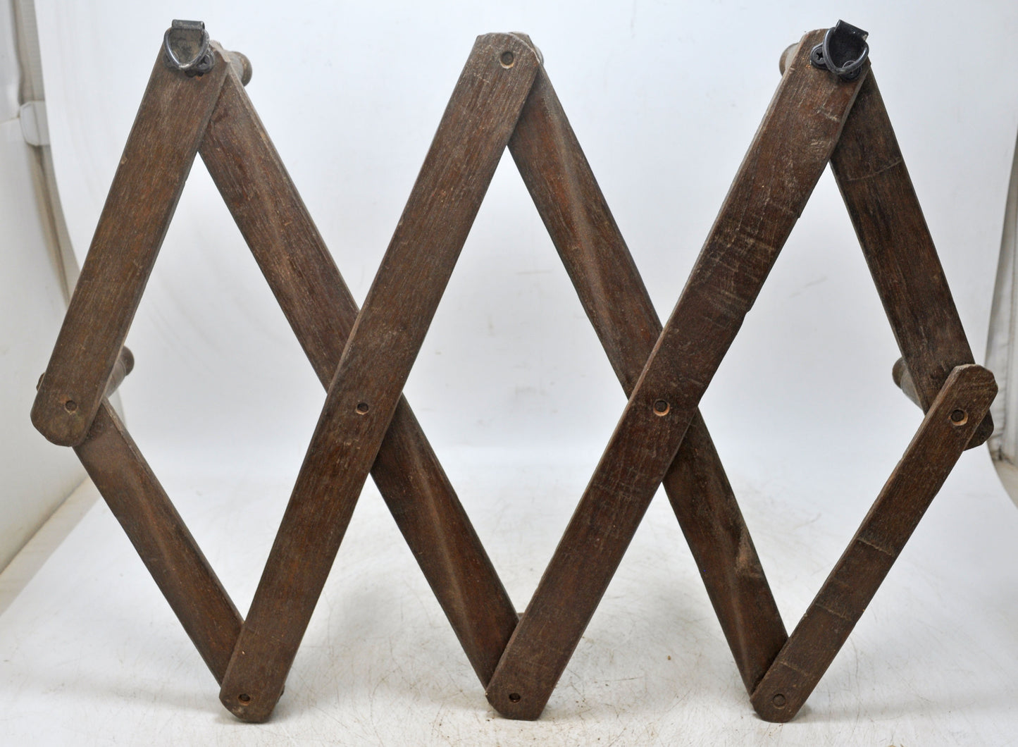 Antique Wooden Wall Decor Folding Hook Hanger Original Old Hand Carved