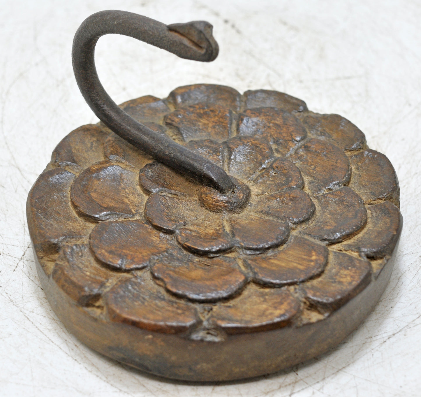 Vintage Wooden Flower Shape Hook Hanger Original Old Hand Carved