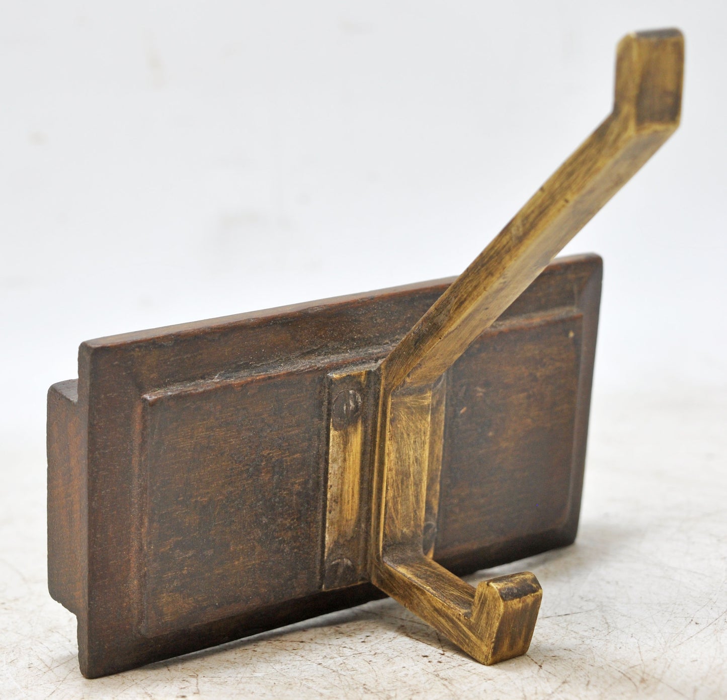 Antique Wooden Brass 1 Hook Hanger Original Old Hand Crafted