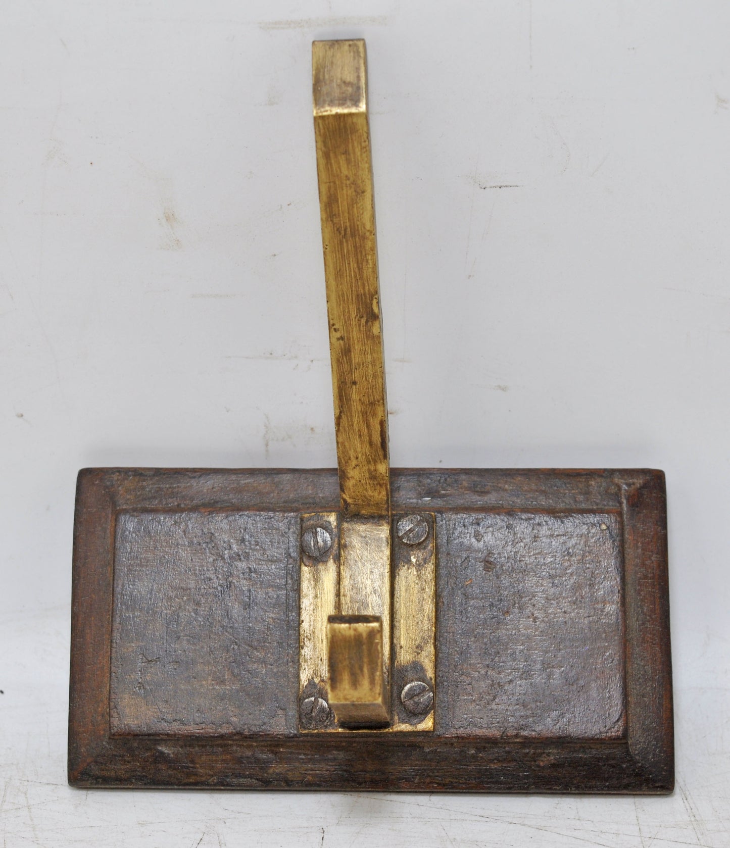 Antique Wooden Brass 1 Hook Hanger Original Old Hand Crafted