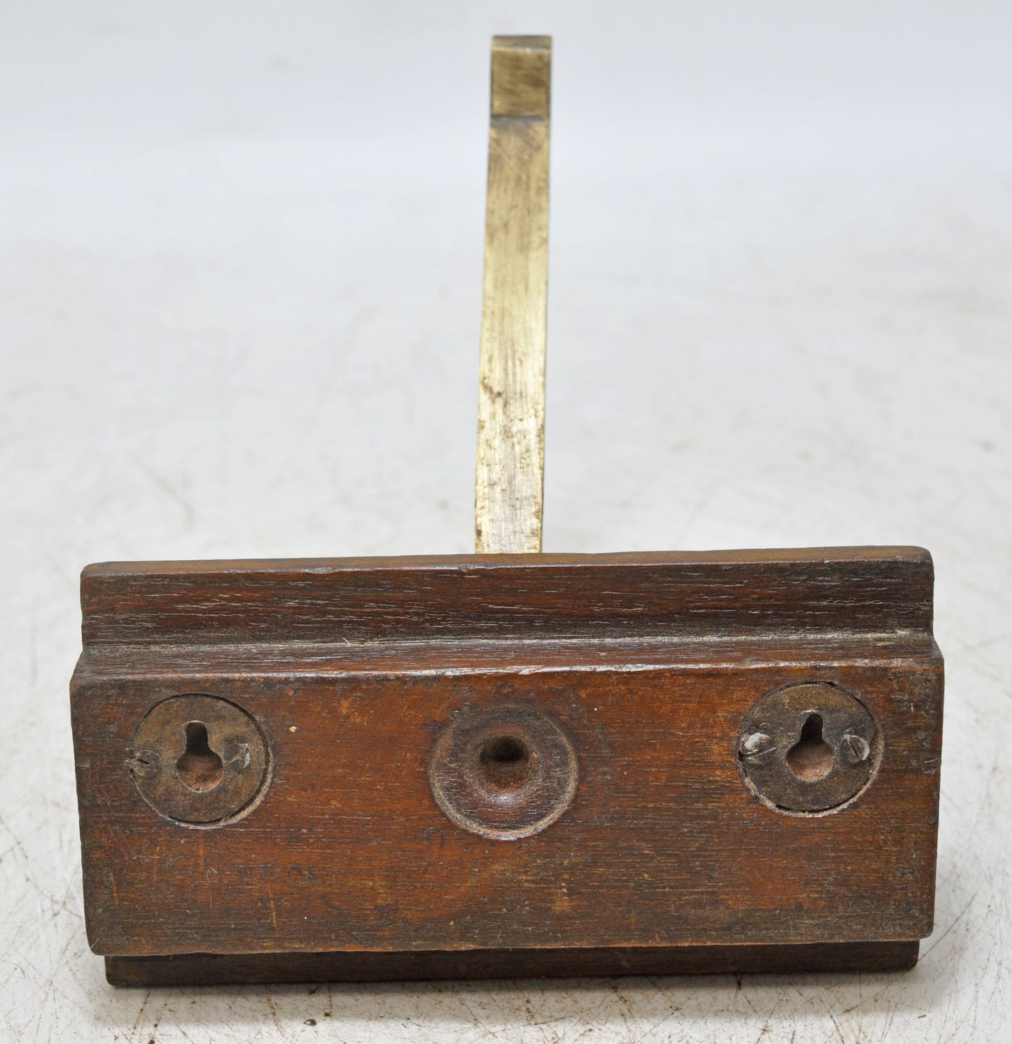 Antique Wooden Brass 1 Hook Hanger Original Old Hand Crafted