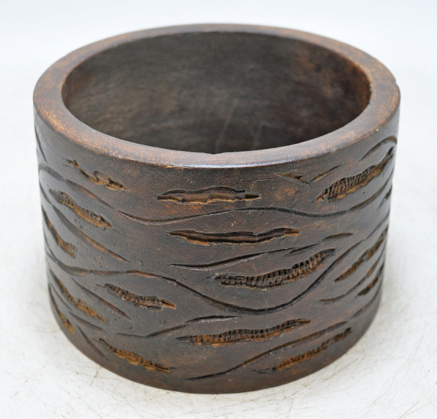 Vintage Wooden Small Planter Pot Original Old Hand Crafted Carved