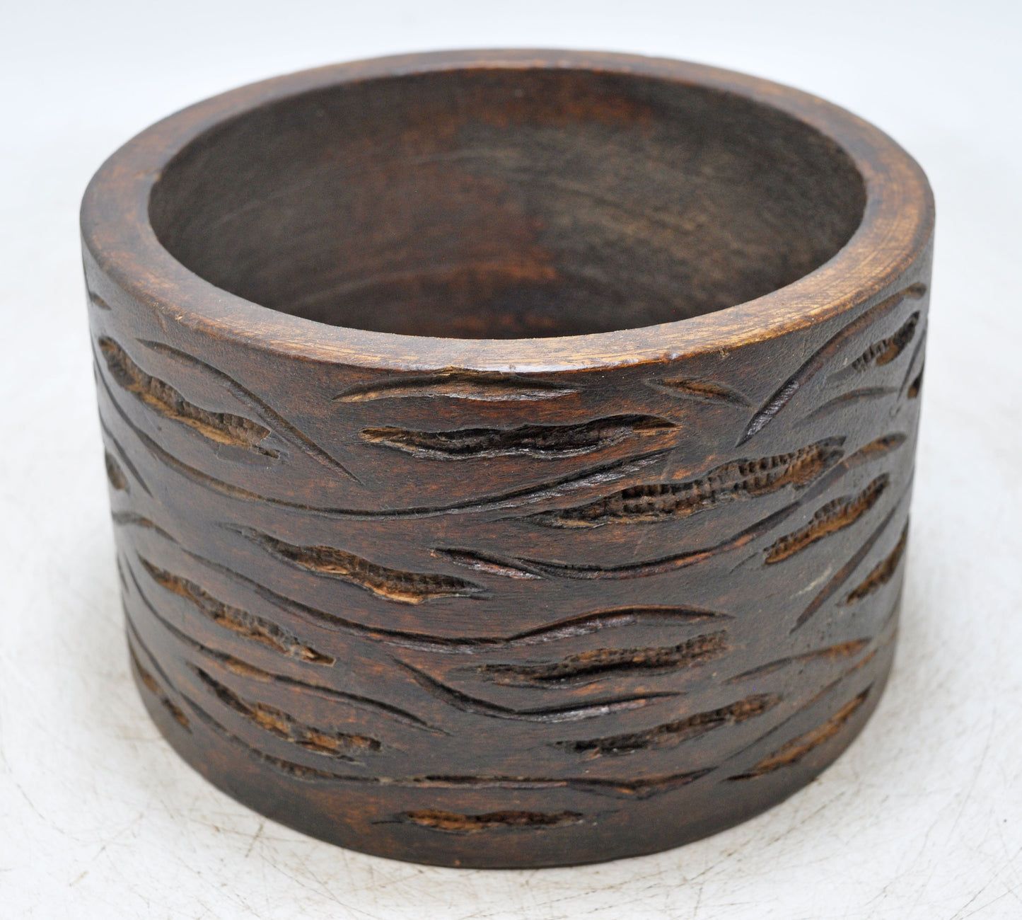 Vintage Wooden Small Planter Pot Original Old Hand Crafted Carved