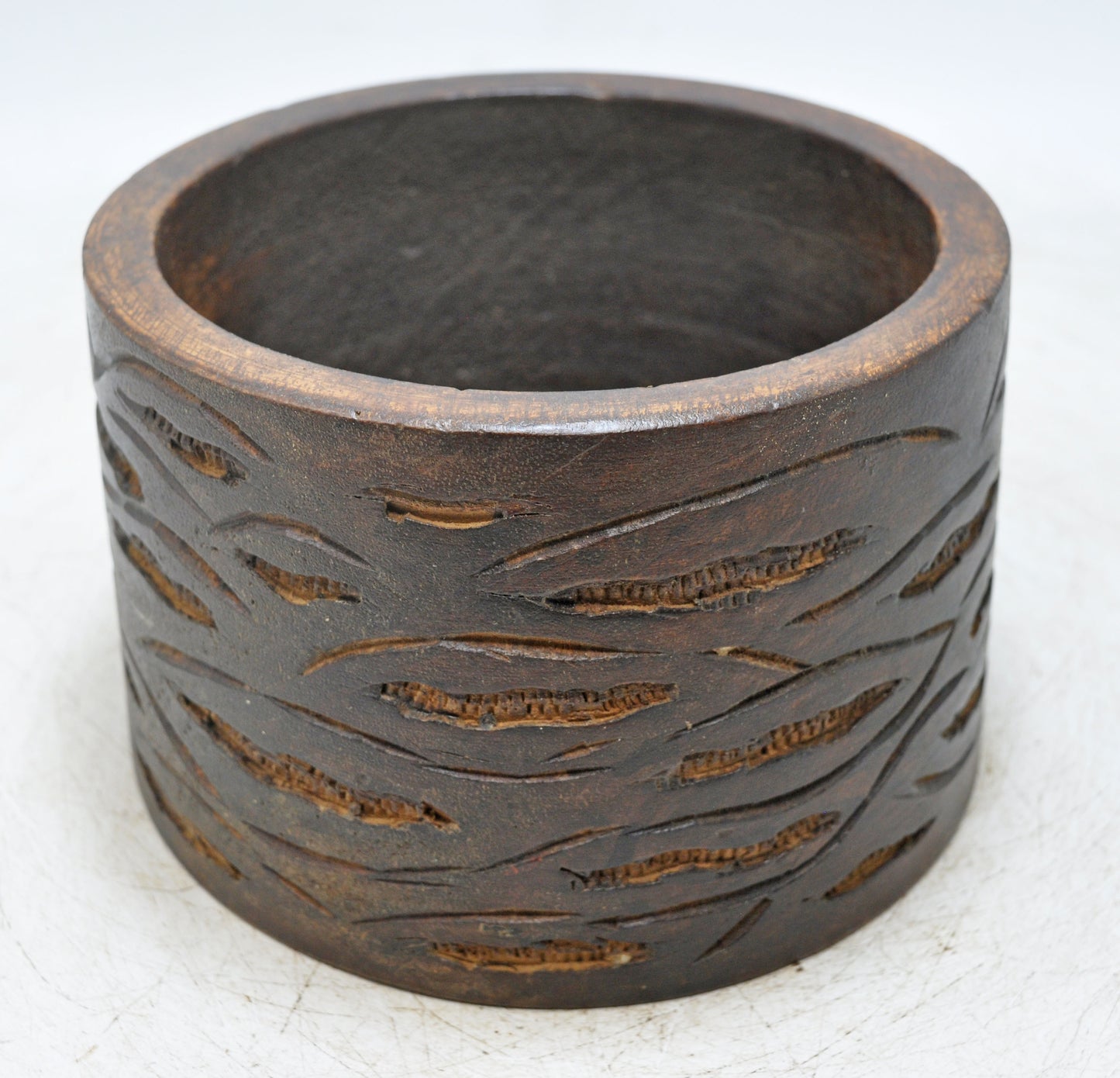 Vintage Wooden Small Planter Pot Original Old Hand Crafted Carved